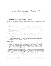 Lecture 1 - Introduction and the Empirical CDF