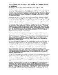 Nancy Ward Statue – Origin and Travels of a Unique Historic Art Sculpture (As Published in the Oak Ridger’S Historically Speaking Column on May 23, 2006)