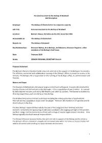 Personal Assistant to the Bishop of Bradwell Job Description