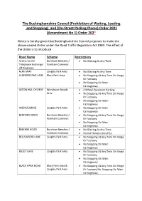 (Prohibition of Waiting, Loading and Stopping) and (On-Street Parking Places) Order 2021 (Amendment No 1) Order 202*