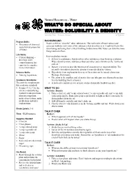 Solubility & Density