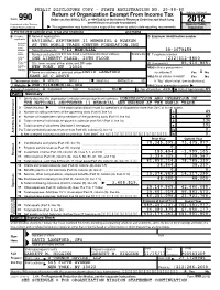 2012 Form 990 Or 990‐EZ