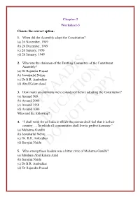 Chapter-2 Worksheet-3 Choose the Correct Option