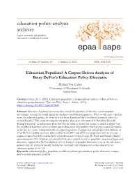 Education Populism? a Corpus-Driven Analysis of Betsy Devos's
