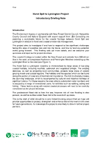 Hurst Spit to Lymington Project Introductory Briefing Note