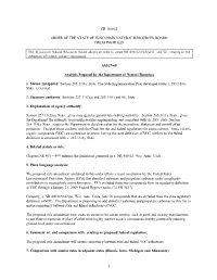 Order of the State of Wisconsin Natural Resources Board Creating Rules