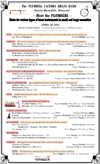 Program for Meet the Plumbers (April 20
