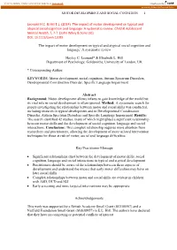 The Impact of Motor Development on Typical and Atypical Social Cognition and Language: a Systematic Review