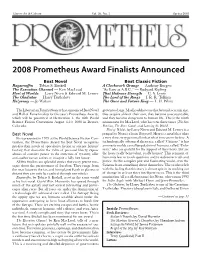 2008 Prometheus Award Finalists Announced