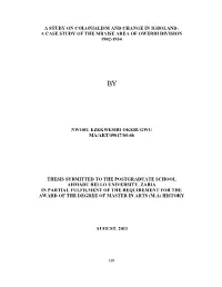 A Case Study of the Mbaise Area of Owerri Division 1902-1934