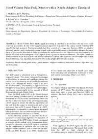 Blood Volume Pulse Peak Detector with a Double Adaptive Threshold