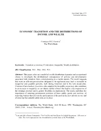 Economic Transition and the Distributions of Income and Wealth