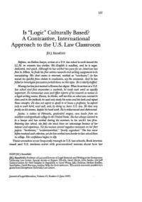 Is "Logic" Culturally Based? a Contrastive, International Approach to the U.S