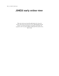 JSHESS Early Online View
