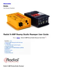 Radial X-AMP Reamp Studio Reamper User Guide