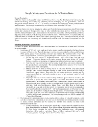 Sample Maintenance Provisions for Infiltration Basin