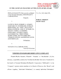 SECURITIES MCDONALDS DERIVATIVE SUIT Complaint.Pdf