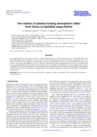The Rotation of Planets Hosting Atmospheric Tides: from Venus to Habitable Super-Earths P