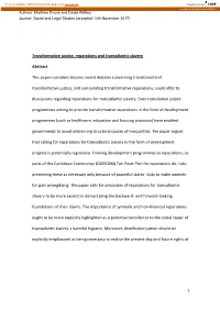 Transformative Justice, Reparations and Transatlantic Slavery Abstract