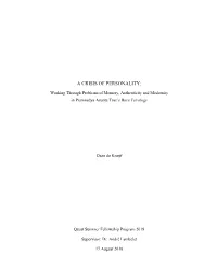 A Crisis of Personality: Working Through Problems of Memory