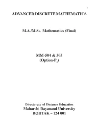 Advanced Discrete Mathematics Mm-504 &