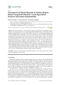 Assessment of Nitrate Hazards in Umbria Region (Italy) Using Field Datasets: Good Agriculture Practices and Farms Sustainability