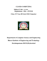 CLOUD COMPUTING Subject Code
