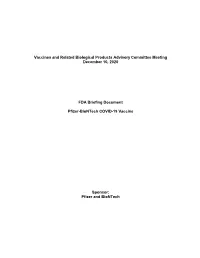 FDA Briefing Document: Pfizer-Biontech COVID-19 Vaccine