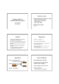 Hashes, Macs & Authenticated Encryption Today's Lecture Hashes