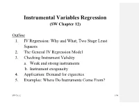 Instrumental Variables Regression (SW Chapter 12)