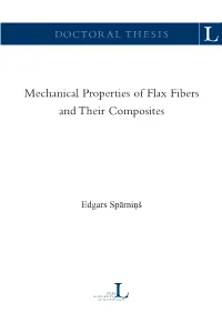 Mechanical Properties of Flax Fibers and Their Composites