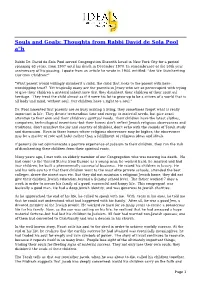 Thoughts from Rabbi David De Sola Pool A"H