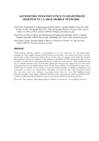 Asymmetric Peer Influence in Smartphone Adoption in a Large Mobile Network