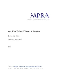 On the Fisher Effect: a Review