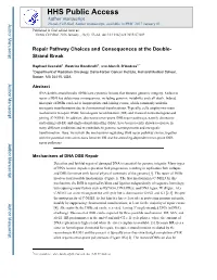 Repair Pathway Choices and Consequences at the Double-Strand Break