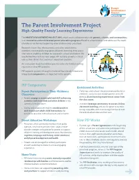 The Parent Involvement Project: High-Quality Family Learning Experiences