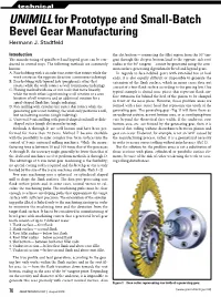 UNIMILL for Prototype and Small-Batch Bevel Gear Manufacturing Hermann J
