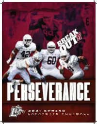2021 Spring Lafayette Football Table of Contents