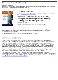 Brain-Based Teaching Strategies for Improving Students' Memory
