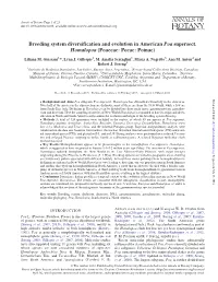 Breeding System Diversification and Evolution in American Poa Supersect. Homalopoa (Poaceae: Poeae: Poinae)