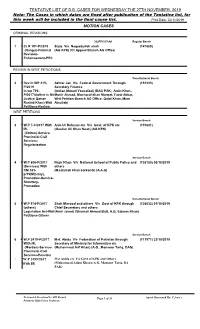 Tentative List of D.B. Cases for Wednesday the 27Th