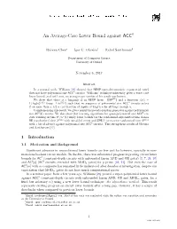 An Average-Case Lower Bound Against ACC0