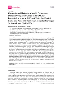 Comparison of Hydrologic Model Performance Statistics Using Rain Gauge and NEXRAD Precipitation Input at Different Watershed