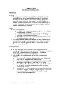 Tamworth Castle Labelling and Marking Policy Introduction