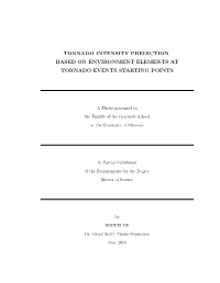 Tornado Intensity Prediction Based on Environment Elements at Tornado Events Starting Points