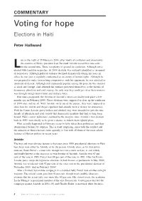 Voting for Hope Elections in Haiti