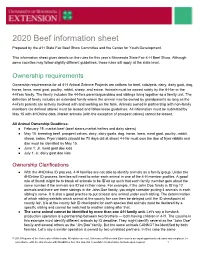 2020 Beef Information Sheet Prepared by the 4 H State Fair Beef Show Committee and the Center for Youth Development