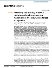 Assessing the Efficacy of Edna Metabarcoding for Measuring