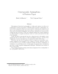 Cryptographic Assumptions: a Position Paper