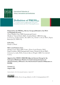 Definition of PRESSOO a Conceptual Model for Bibliographic Information Pertaining to Serials and Other Continuing Resources